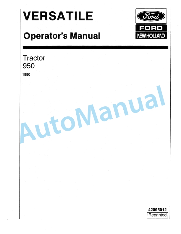 Ford New Holland 950 Tractor Operation and Maintenance Manual 42095012