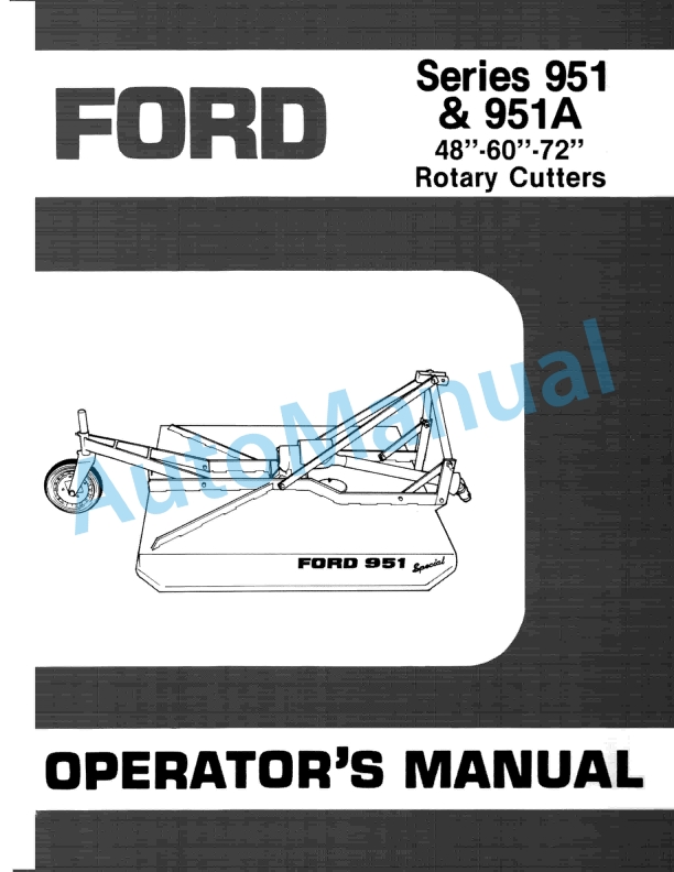 Ford New Holland 951, 951A Series Rotary Cutter Operation and Maintenance Manual 42095120