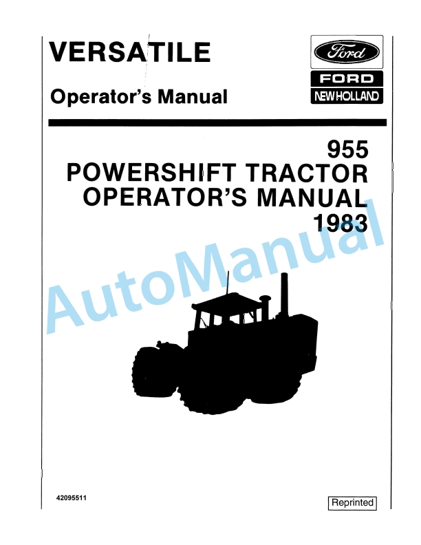 Ford New Holland 955 Powershift Tractor Operation and Maintenance Manual 42095511