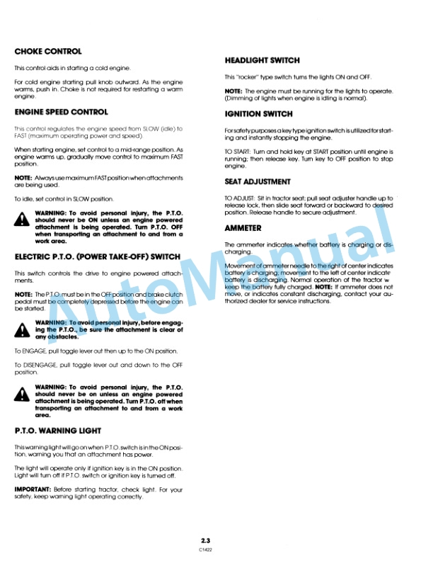 Alternative view of Ford New Holland 9607482 YT 18H Yard Tractor Operation and Maintenance Manual 42001810