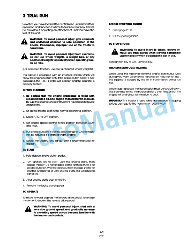 Alternative view of Ford New Holland 9607483 LGT 18H Garden Tractor Operation and Maintenance Manual 42001811