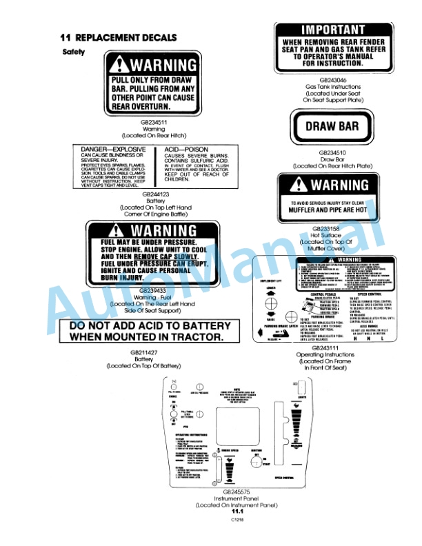Ford New Holland 9607483 LGT 18H Garden Tractor Operation and Maintenance Manual 42001811 4 Ford New Holland 9607483 LGT 18H Garden Tractor Operation and Maintenance Manual 42001811 - Image 4