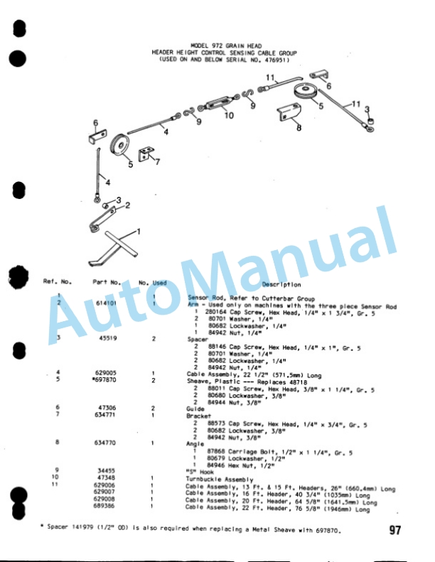 Ford New Holland 970, 972 Grain Head Service Parts Catalogue 5097022 5 Ford New Holland 970, 972 Grain Head Service Parts Catalogue 5097022-5