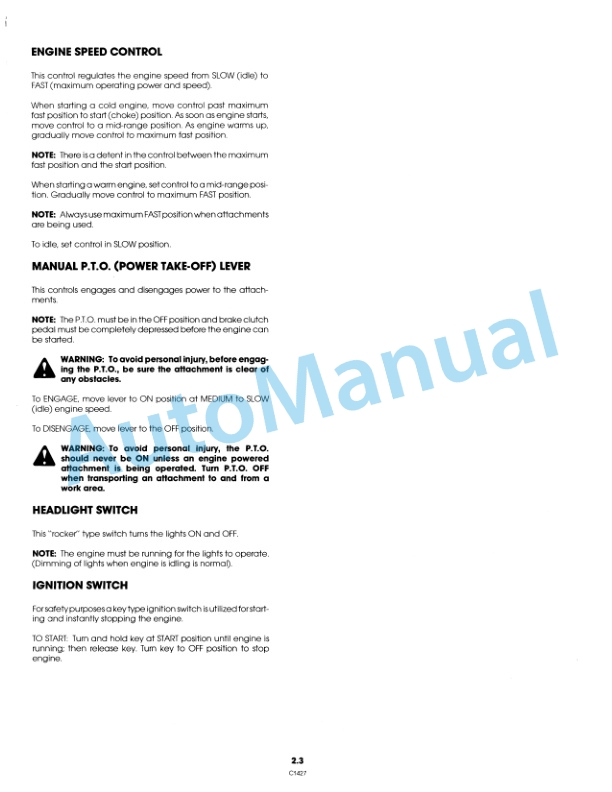 Alternative view of Ford New Holland 9800989 LT 12 Lawn Tractor Operation and Maintenance Manual 42001214