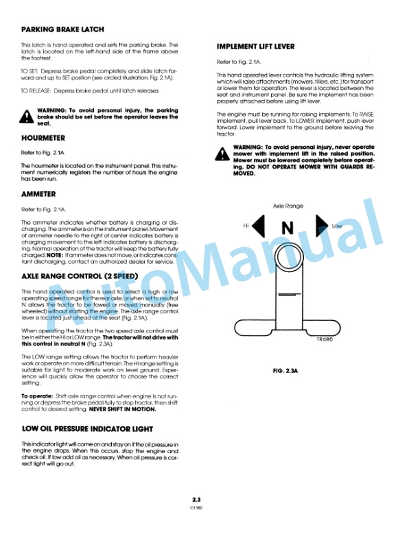 Alternative view of Ford New Holland 9801811 LGT 18H Garden Tractor Operation and Maintenance Manual 42001813