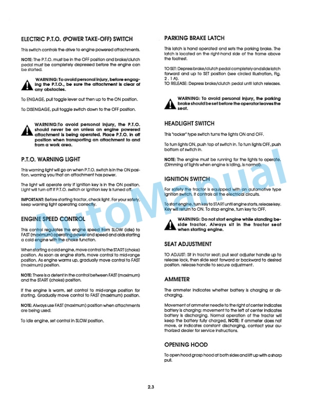 Alternative view of Ford New Holland 9809214 LT12.5A Lawn Tractor Operation and Maintenance Manual 42640012