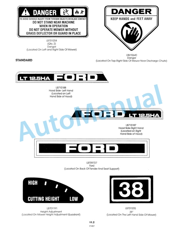 Ford New Holland 9809215 LT 12.5 HA Lawn Tractor Operation and Maintenance Manual 42001215 5 Ford New Holland 9809215 LT 12.5 HA Lawn Tractor Operation and Maintenance Manual 42001215 - Image 5