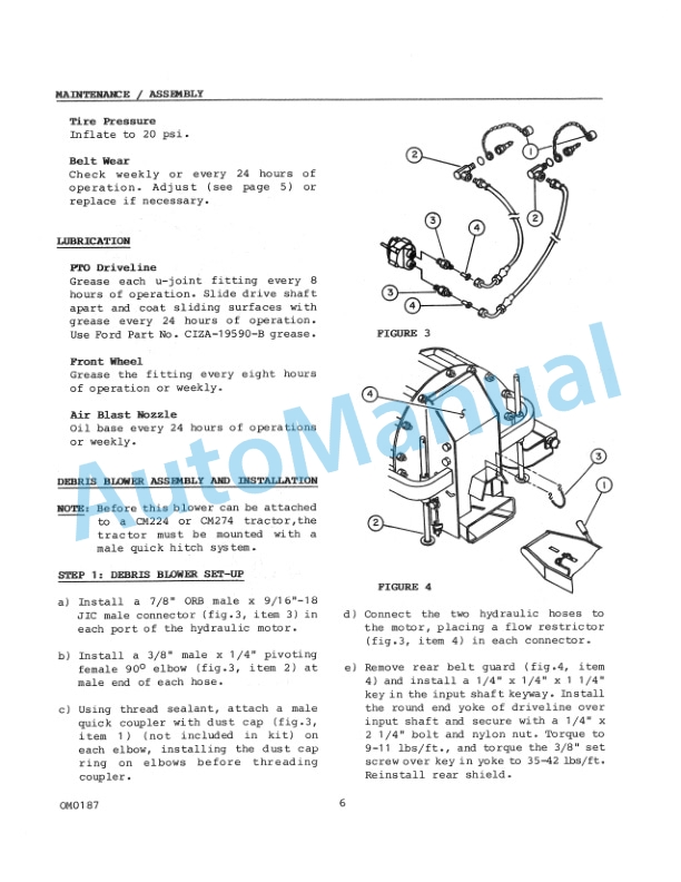 Ford New Holland 9828526 Front Mounted Debris Blower Operation and Maintenance Manual 42646030 3 Ford New Holland 9828526 Front Mounted Debris Blower Operation and Maintenance Manual 42646030-3