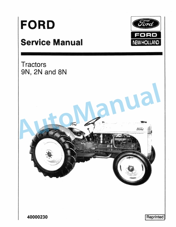 Ford New Holland 9N, 2N, 8N Tractor Service Manual 40000230