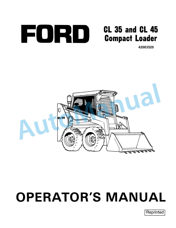 Ford New Holland CL 35, CL 45 Compact Loader Operation and Maintenance Manual 42003520