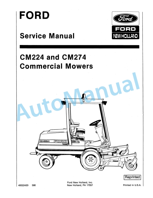 Ford New Holland CM224, CM274 Commercial Mower Service Manual 40022420