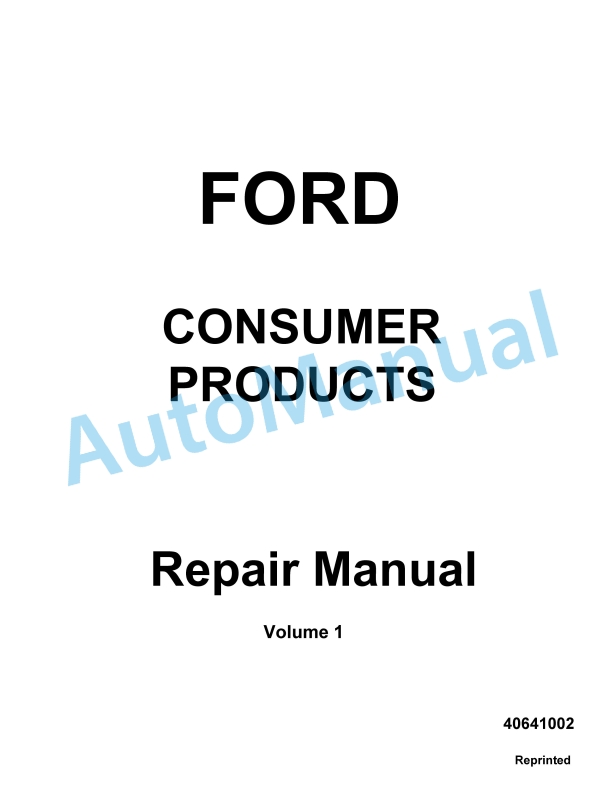 Ford New Holland Consumer Product Repair Manual 40641002