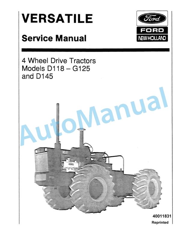 Ford New Holland D148 - G125, D145 4 Wheel Drive Tractor Service Manual 40011831