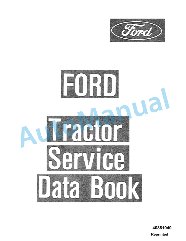 Ford New Holland Data Book Tractor Service Manual 40881040
