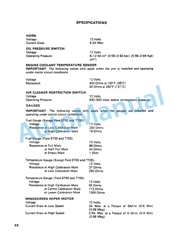 Alternative view of Ford New Holland Data Book Tractor Service Manual 40881040
