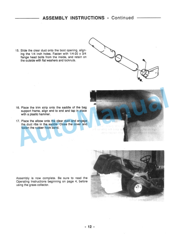 Ford New Holland Grass Collector For LT Gasoline Tractor Operation and Maintenance Manual 41641500 4 Ford New Holland Grass Collector For LT Gasoline Tractor Operation and Maintenance Manual 41641500-4