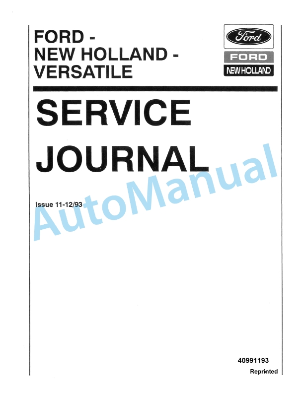 Ford New Holland Joural Service Service Manual 40991193
