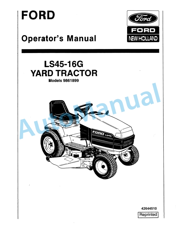 Ford New Holland LS45-16G Yard Tractor Operation and Maintenance Manual 42644510