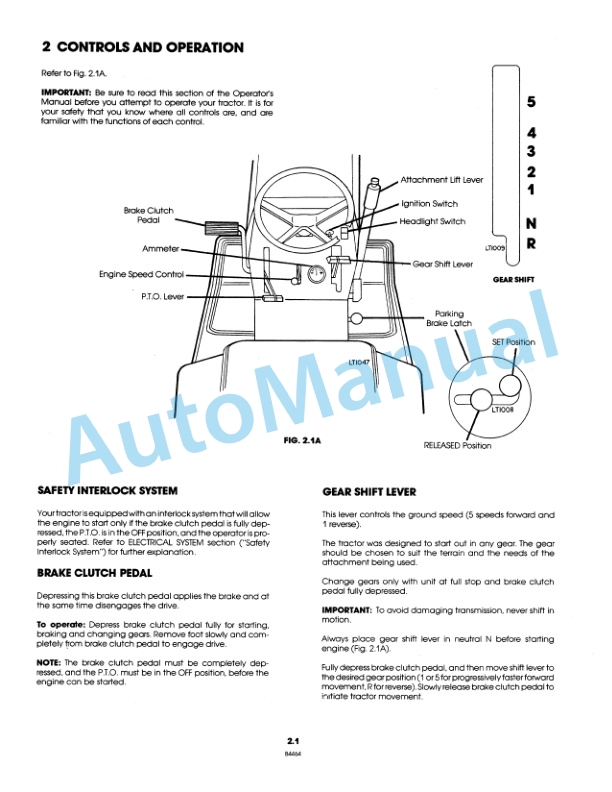 Alternative view of Ford New Holland LT8, LT11 Lawn Tractor Operation and Maintenance Manual 42000821