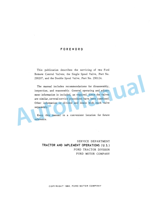 Ford New Holland Remote Control Valve Service Manual 40881033 2 Ford New Holland Remote Control Valve Service Manual 40881033-2