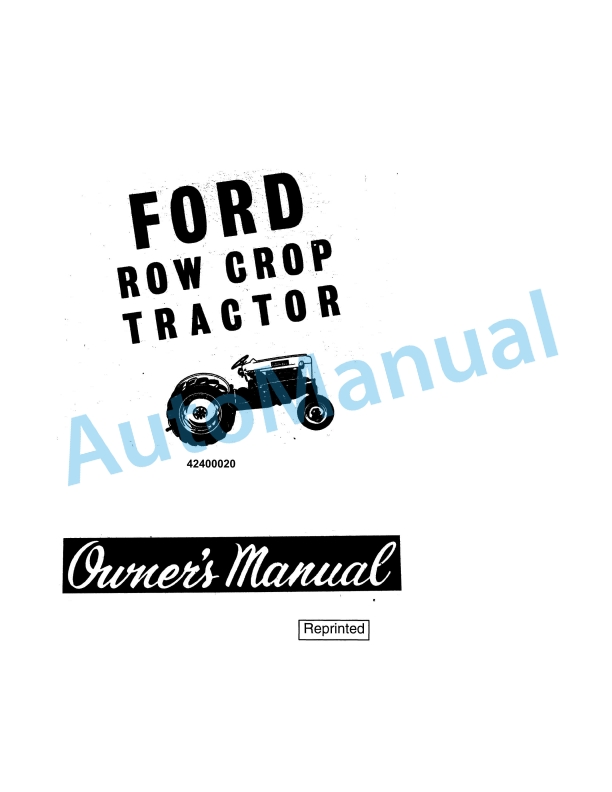 Ford New Holland Row Crop Tractor Operation and Maintenance Manual 42400020