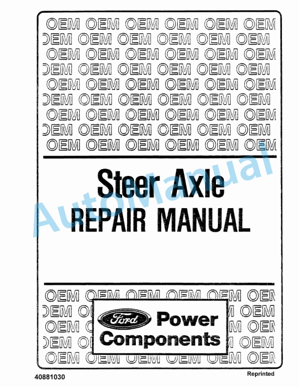 Ford New Holland Steer Axle Repair Manual 40881030
