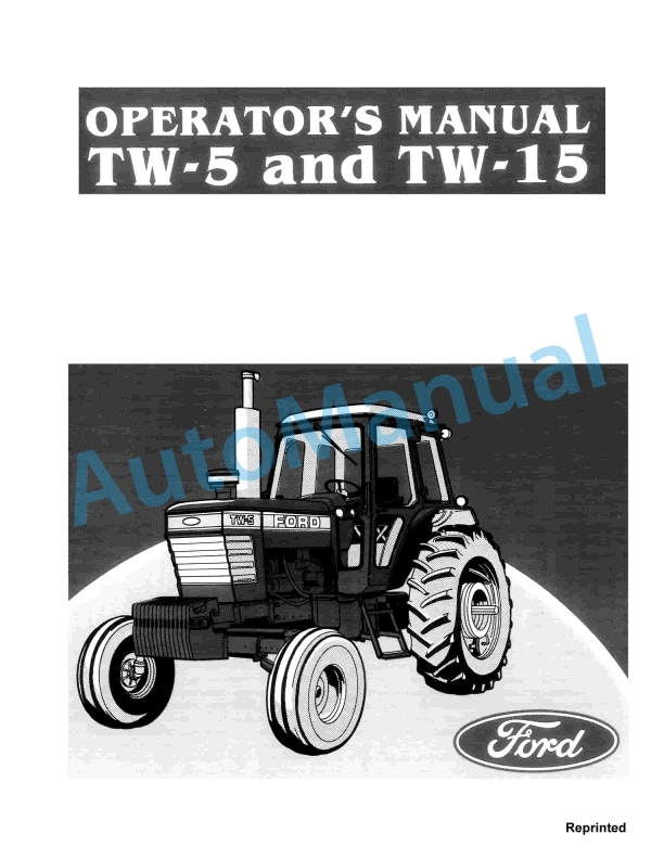 Ford New Holland TW-5, TW-15 Tractor Operation and Maintenance Manual 42000520