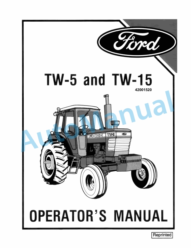 Ford New Holland TW-5, TW-15 Tractor Operation and Maintenance Manual 42001520