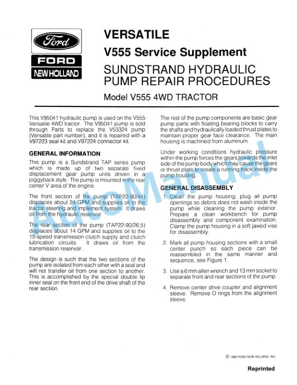 Ford New Holland V555 4WD Tractor Service Manual 40055521 2 Ford New Holland V555 4WD Tractor Service Manual 40055521-2