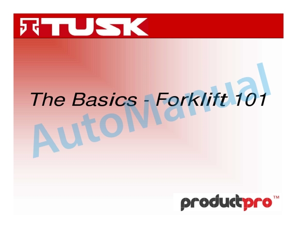 Komatsu 101 Basics Forklift Truck Operation and Maintenance Manual