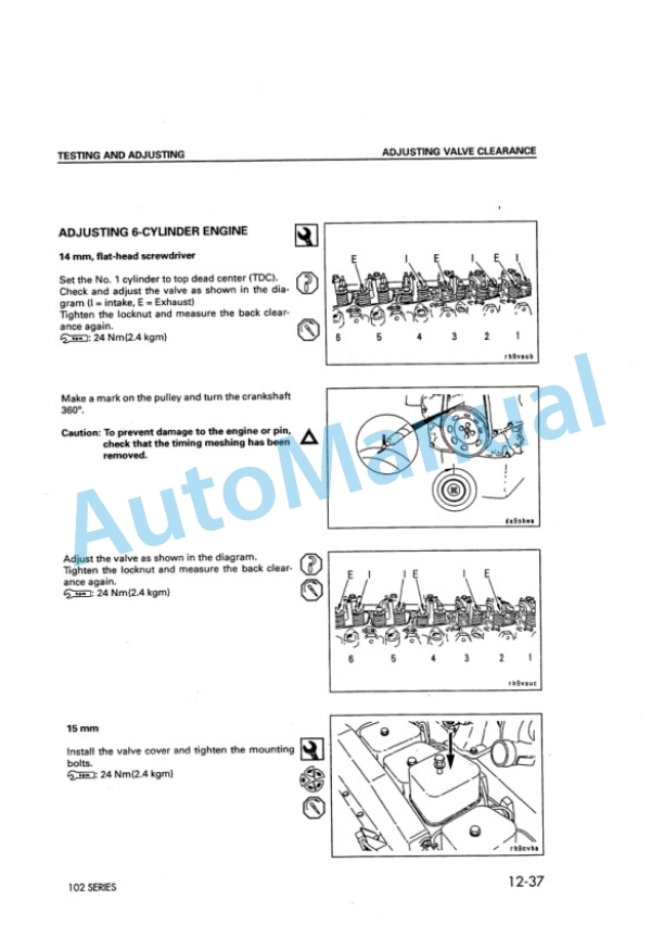 Komatsu 102 Series Diesel Engine Shop Manual 6D102E-BE1-3
