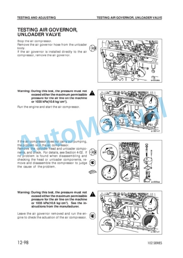Komatsu 102 Series Diesel Engine Shop Manual 6D102E-BE2-4
