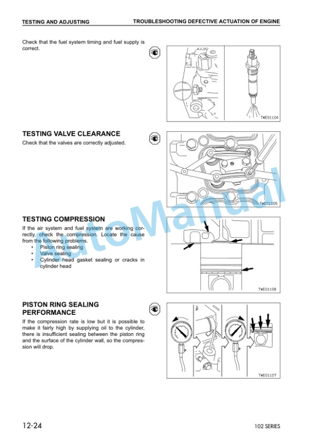 Komatsu 102 Series Diesel Engine Shop Manual 6D102E-BE4-3