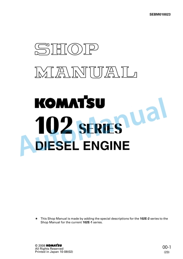 Komatsu 102 Series Diesel Engine Shop Manual SEBM010023