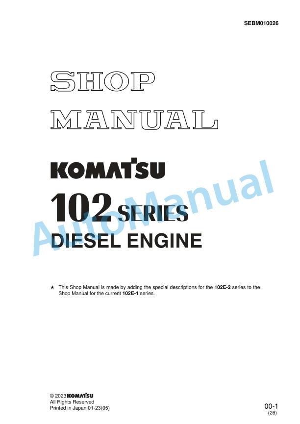 Komatsu 102 Series Diesel Engine Shop Manual SEBM010026