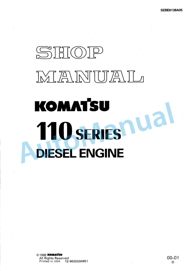 Komatsu 110 Series Diesel Engine Shop Manual SEBE6138A05