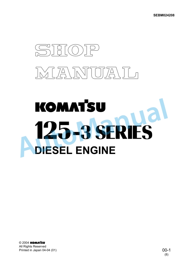 Komatsu 125-3 Series Diesel Engine Shop Manual SEBM024208