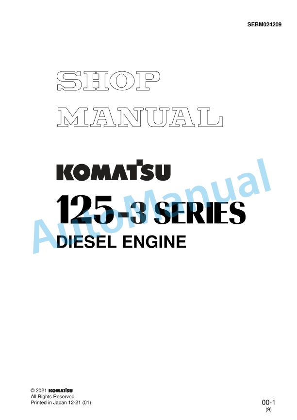Komatsu 125-3 Series Diesel Engine Shop Manual SEBM024209