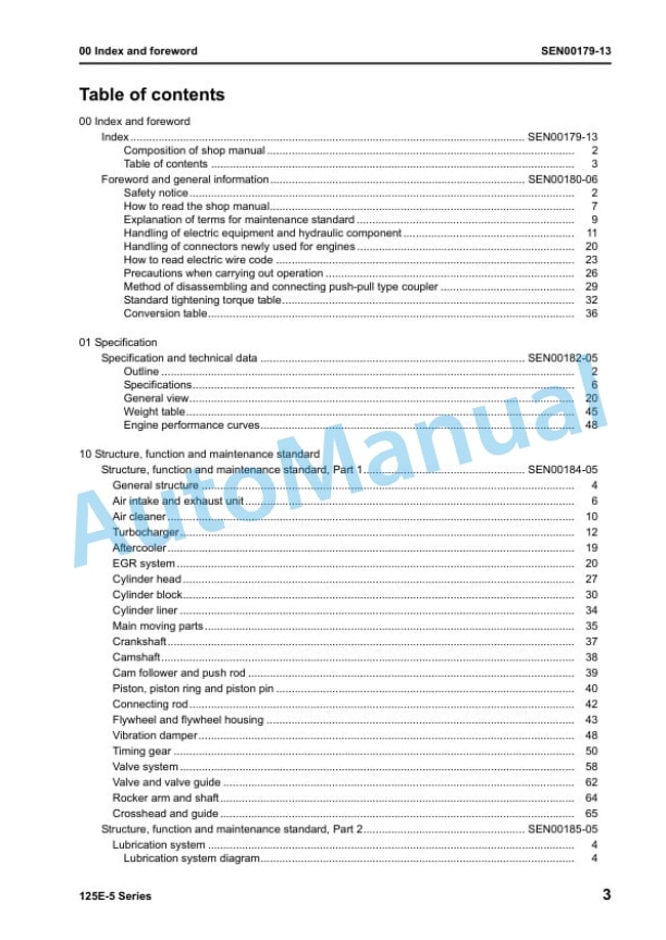 Komatsu 125E-5 Series Engine Shop Manual SEN00177-13-2