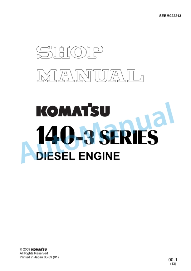 Komatsu 140-3 Series Diesel Engine Shop Manual SEBM022213