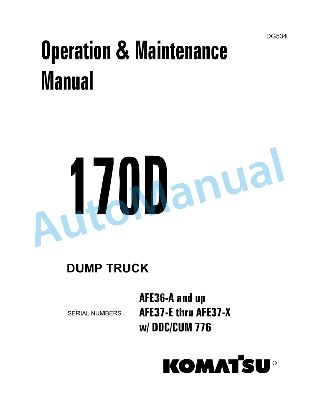Komatsu 170D Dump Truck Operation and Maintenance Manual DG534