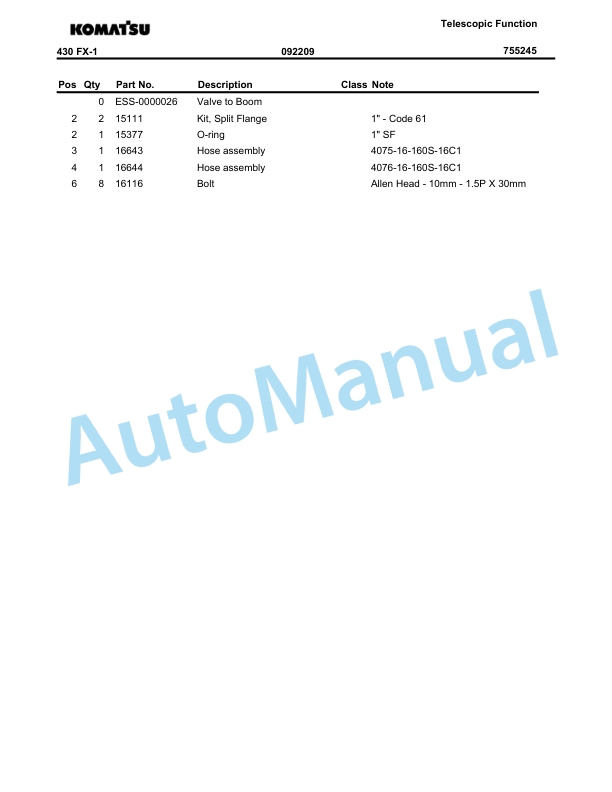 Komatsu 430FX-1 Crawler Feller Buncher Parts Manual BEPB025300-4