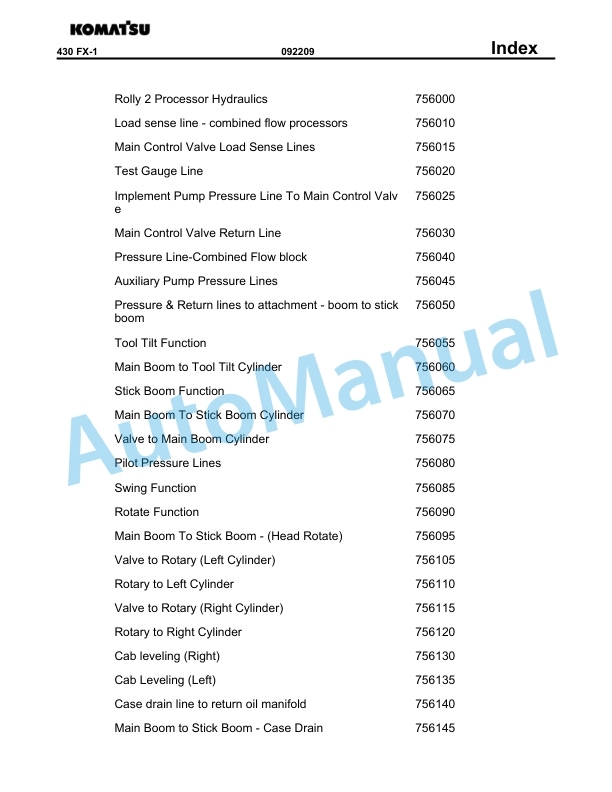 Komatsu 430FX-1 Crawler Feller Buncher Parts Manual BEPB025300-5