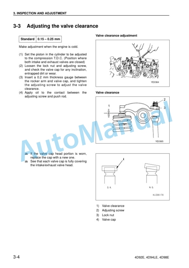 Komatsu 4D92E, 4D94LE, 4D98E Diesel Engine Shop Manual 4D94E-BE3-2