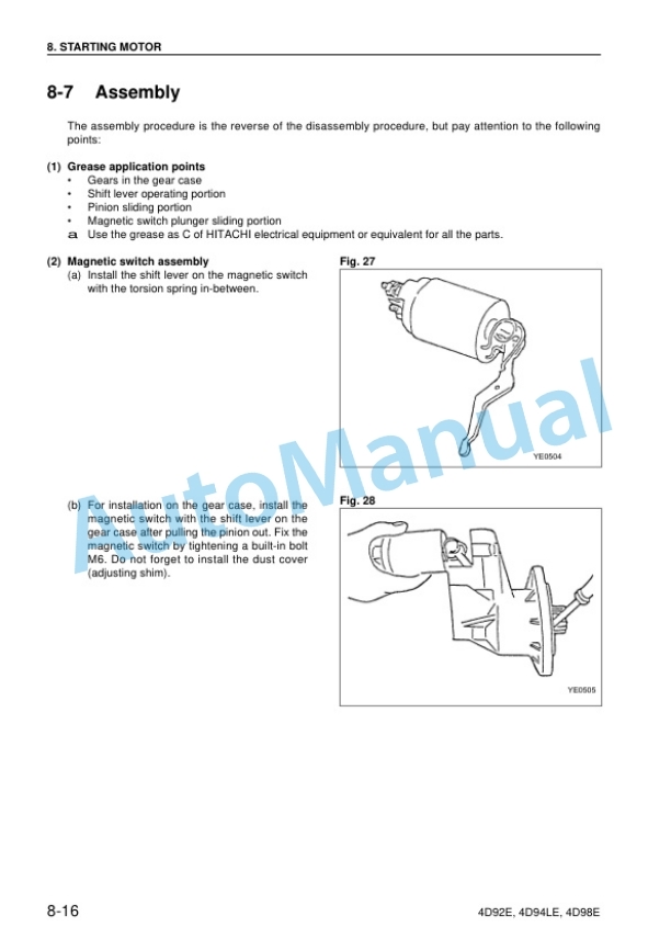 Komatsu 4D92E, 4D94LE, 4D98E Diesel Engine Shop Manual 4D94E-BE3-5