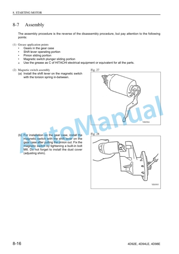 Komatsu 4D92E, 4D94LE, 4D98E Diesel Engine Shop Manual 4D94LE-BE1-5