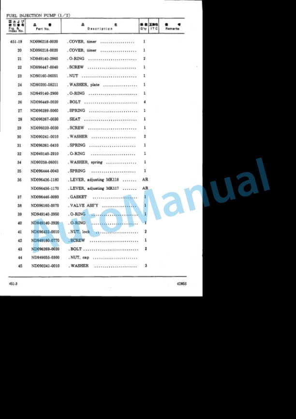 Komatsu 4D95S-1 Diesel Engine Parts Manual 4D95S.1-PNE6-4