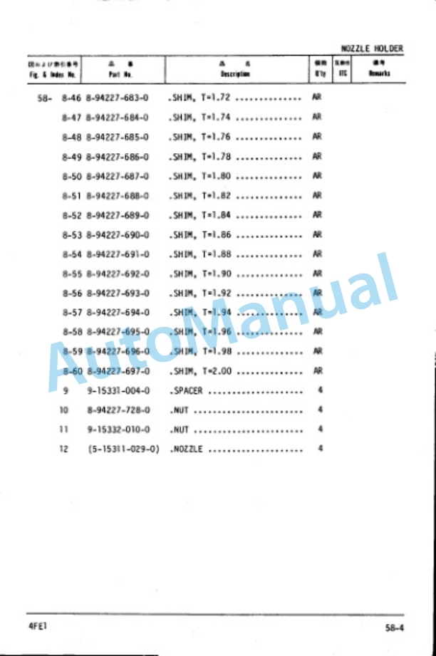 Komatsu 4FE1 Diesel Engine Parts Manual 4FE1-PNE2-5