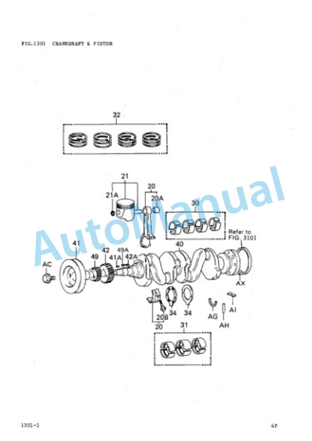 Komatsu 4P Gasoline Engine Parts Manual 4P-PNE7-2