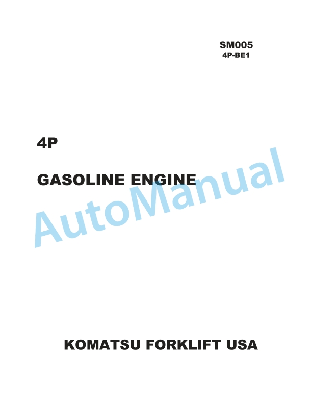 Komatsu 4P Gasoline Engine Shop Manual 4P-BE1
